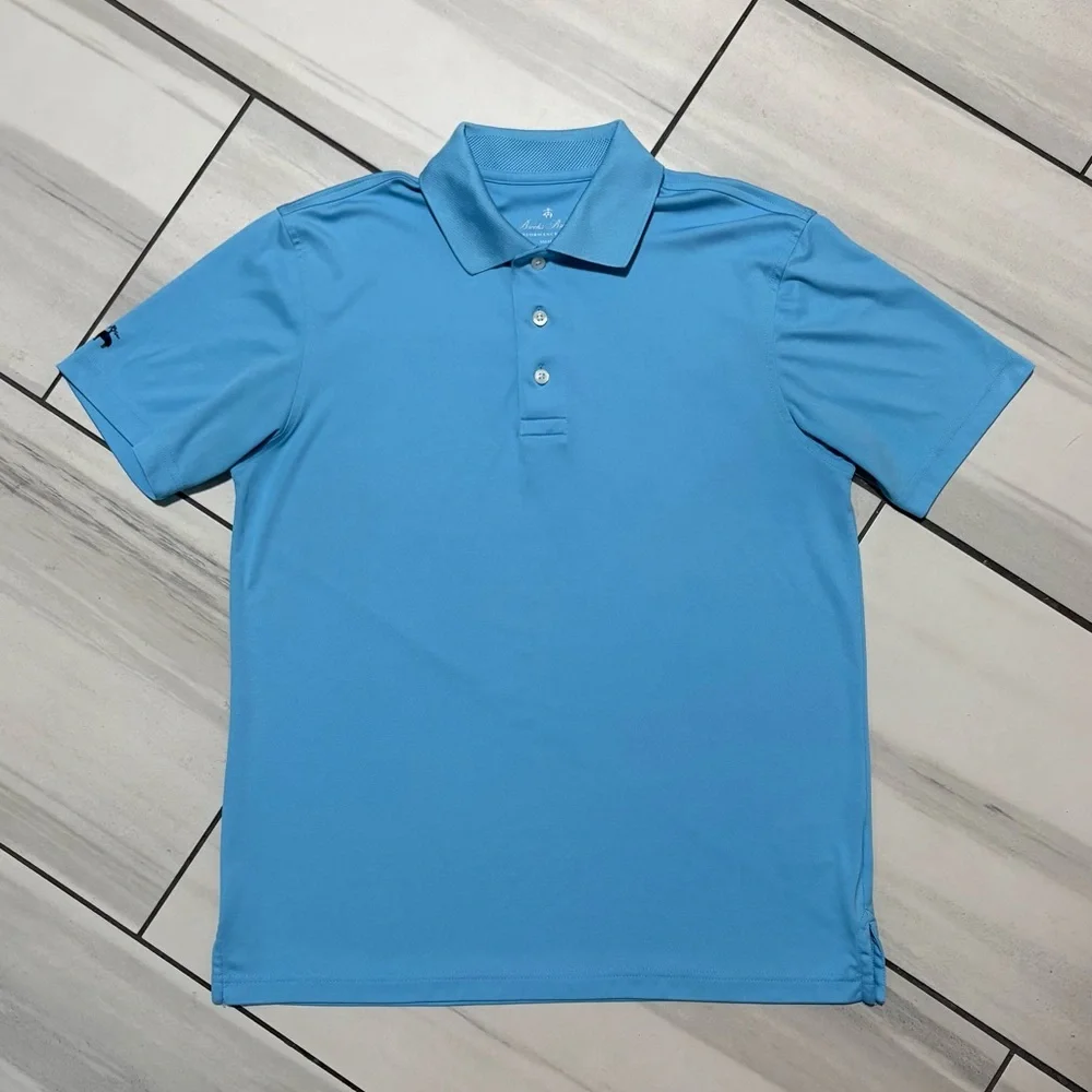 Brooks Brothers Men's Polo Shirt Light Blue Performance Series Golf Stretch | S